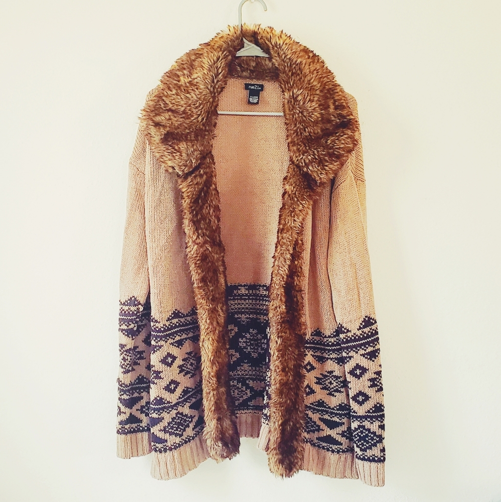 Cozy Knitted faux fur Cardigan